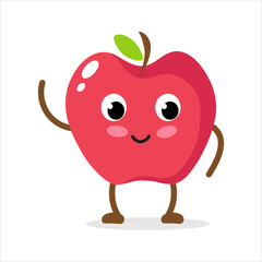 Cute animated apple character with a friendly expression and playful pose on a white background