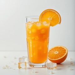 Fototapeta premium Refreshing Iced Orange Juice Drink with Fruit Slice
