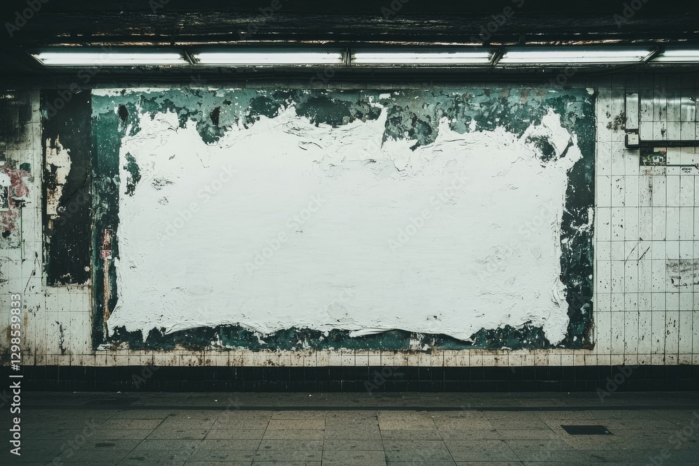 Poster horizontal mock-up design featuring a metro light box with a blank space available for advertisement