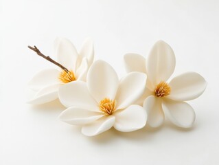 Obraz premium three white magnolia Flowers on a white background