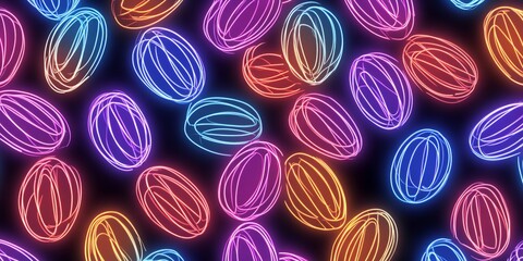 Easter egg pattern neon lines seamless background --ar 2:1