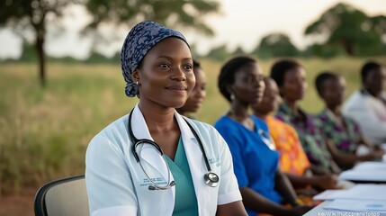 Medical outreach program in rural community promoting health and wellness among local women during evening gathering