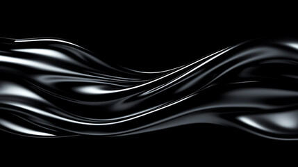 Obraz premium A long, black, shiny, and silky ribbon