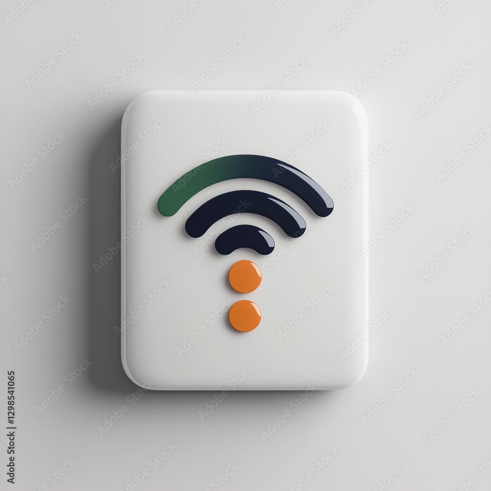 Poster 3d wifi icon: a modern, minimalist 3d rendering of a wifi icon. the icon features a sleek, gradient 