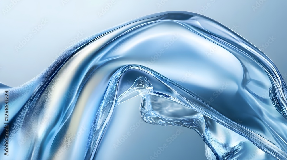 Poster a flowing wave of transparent liquid material appears graceful and dynamic