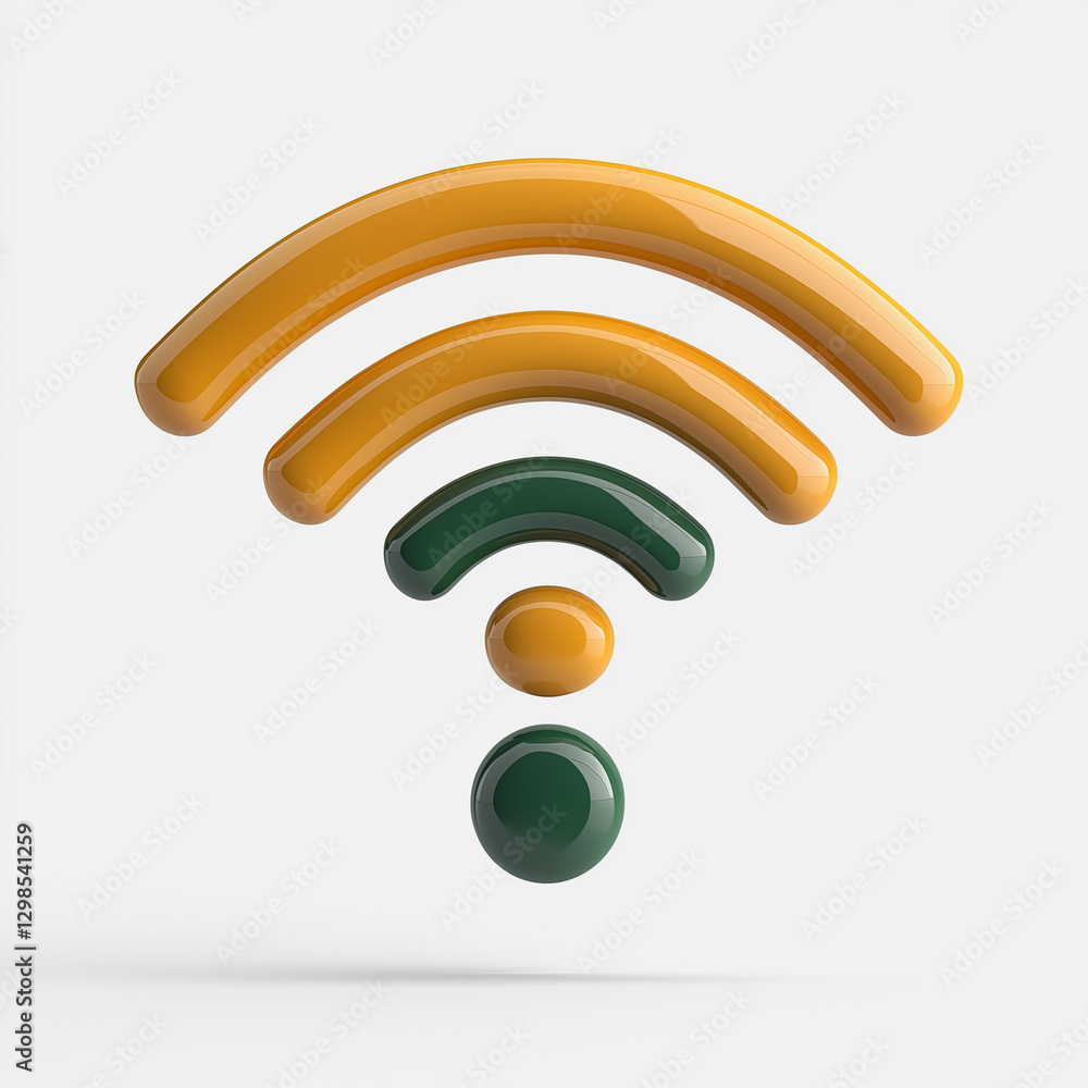 Poster wireless connectivity symbol: modern digital 3d rendered graphic of wireless network symbol for comm