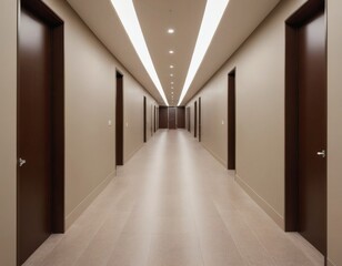 Fototapeta premium Corporate office corridor with a refined aesthetic and sophisticated architectural details
