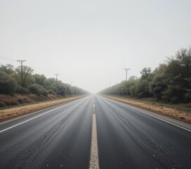 Fototapeta premium Foggy highway through rural landscape