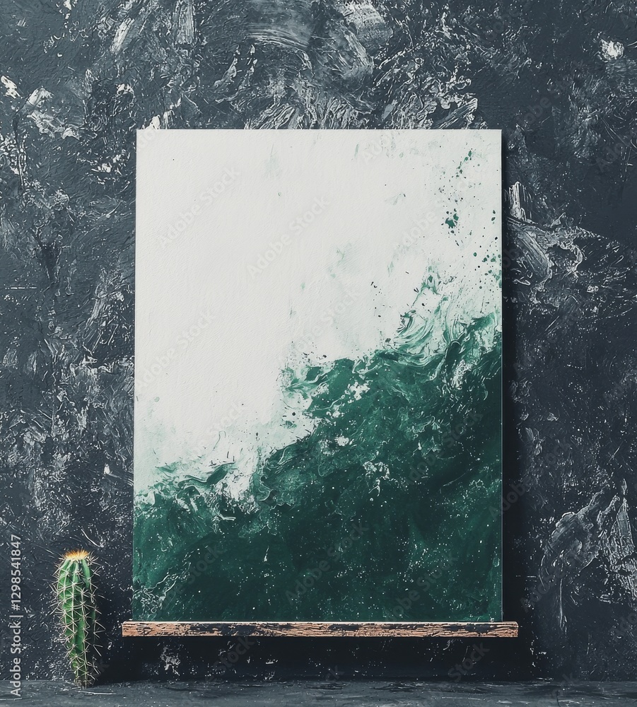 Poster closeup of a mock poster frame in a scandinavian style interior background, created using 3d renderi