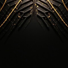 Intricate gold lines intersect on a deep black backdrop, forming geometric shapes , black, intersection, shimmer