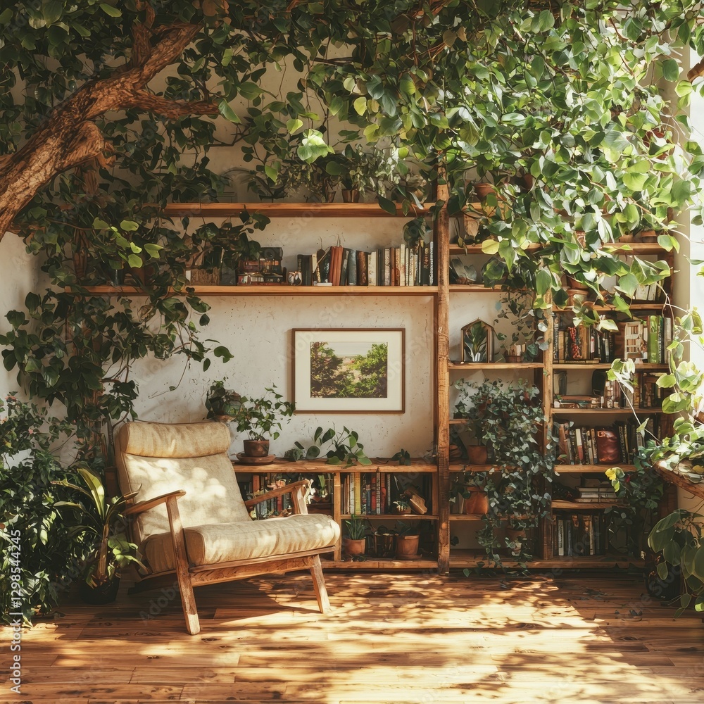 Poster a scandinavian-style decorated room features a mock-up poster frame in a 3d rendering