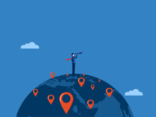 Expand new branches, specific businessman pins new pins