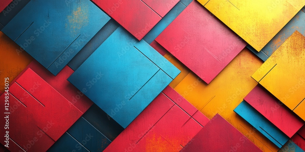 Poster angled colorful squares create an abstract and textured background