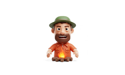 Highly Realistic 3D Render of a Cartoon Camping Man Icon, Perfect for Stock Photography