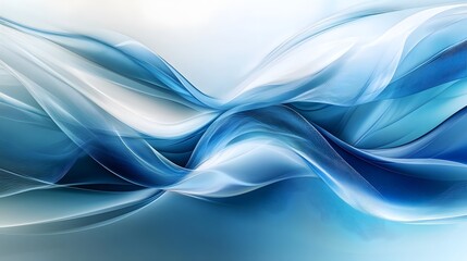Obraz premium Abstract digital art featuring dynamic blue and white flowing curves