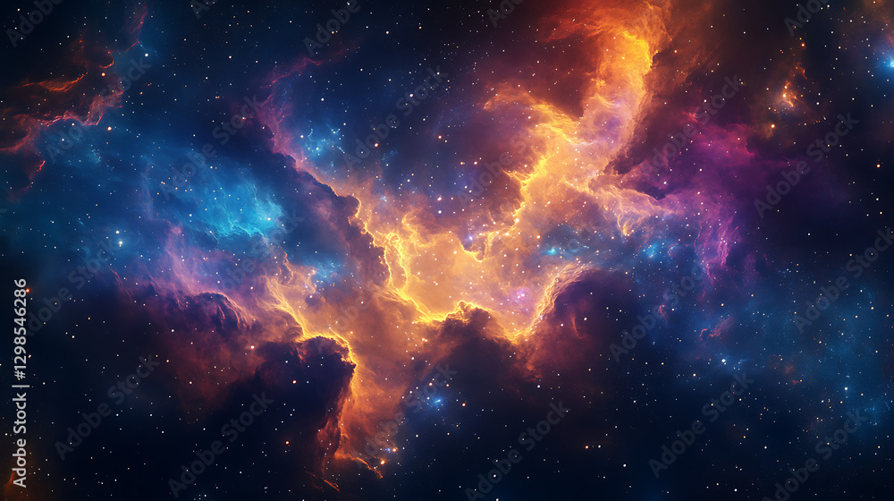 Wall mural nebula and stars in deep space, with a vibrant mix of colors and cosmic dust. ai generate.