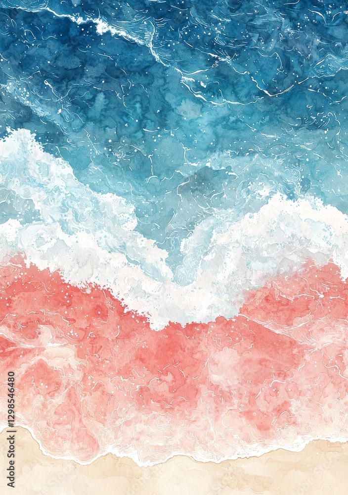 Poster boho sea beach with waves print features an abstract background and serves as bohemian printable wal