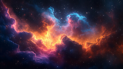 Nebula and stars in deep space, with a vibrant mix of colors and cosmic dust.  AI Generate.