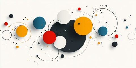 Obraz premium An arrangement of colorful circles with connecting lines on white