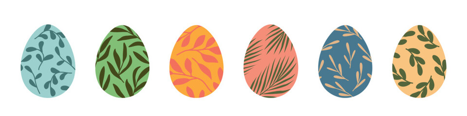 Fototapeta premium set of different colorful easter eggs decorated with floral elements - vector illustration