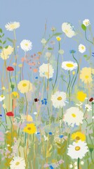 Flowers field outdoors painting nature.