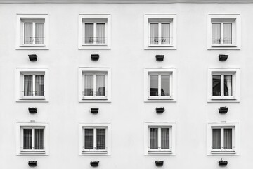 A modern city building boasts a facade that incorporates a glass block wall