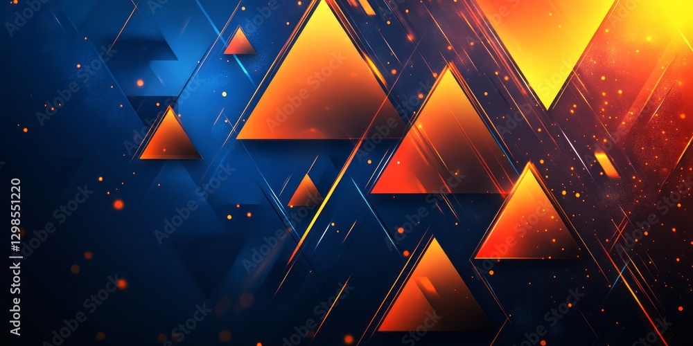 Poster abstract geometric design featuring triangles and vibrant color gradients