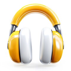 Vibrant yellow headphones modern studio product showcase minimalist design front view audio experience