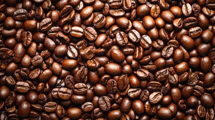 Fototapeta premium Freshly Roasted Coffee Beans Close-Up Background, Aromatic Coffee Beans, Dark Roast.