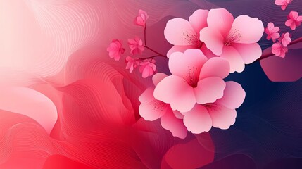 Fototapeta premium A soft, vibrant illustration of pink flowers set against a gradient background, evoking a serene and elegant atmosphere.