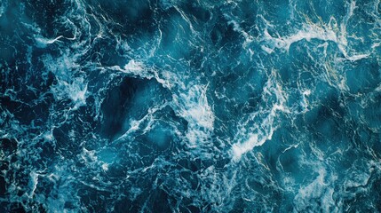 Fototapeta premium Aerial view of sea waves and sandy beach, beautiful blue water, top-down view