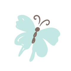 Light blue butterfly illustration on white background vector illustration