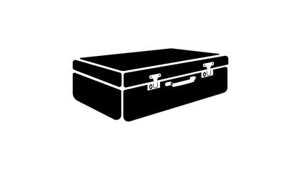 Old suitcase symbol, black isolated silhouette