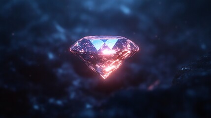 Obraz premium neon holographic diamond dark futuristic glowing soft --ar 16:9