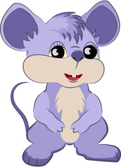 Cute happy little mouse, cartoon character. PNG format.