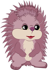 Cute happy little hedgehog, cartoon character. PNG format.