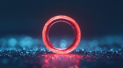Glowing red ring with bokeh lights background.