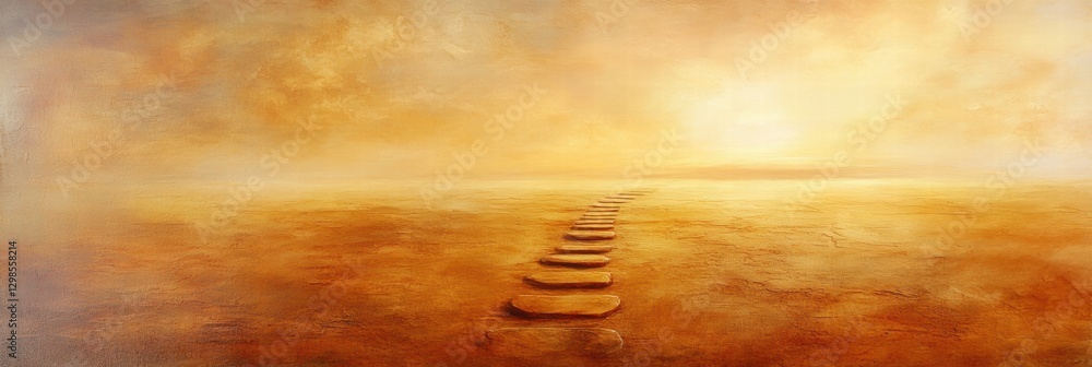 Aufkleber Mysterious pathway leads into an ethereal sunset over a vast desert landscape. Generative AI