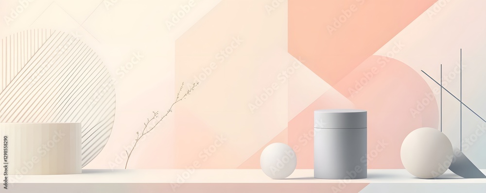 Aufkleber abstract pastel backdrop displaying cylinder sphere and geometric shapes