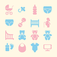 Baby and Maternity Icons set. Editable vector icon. Perfect for web and app interfaces, presentations, info graphics, etc. 
