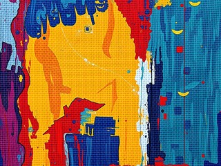 Fototapeta premium Woven Texture Abstract Art with Bold Colors