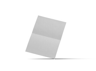 3d rendered image of an A4 sheet with a parallel bend in the center isolated on a transparent background