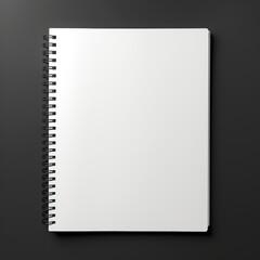 Blank Spiral white Notebook isolated black Background. generated ai