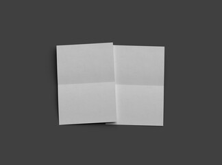 3d rendered image of an A4 sheet with a parallel bend in the center isolated on a dark grey background