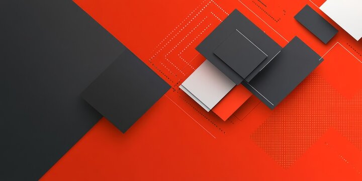 Abstract geometric composition with overlapping squares on colorful background