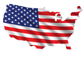 3d usa flag with map