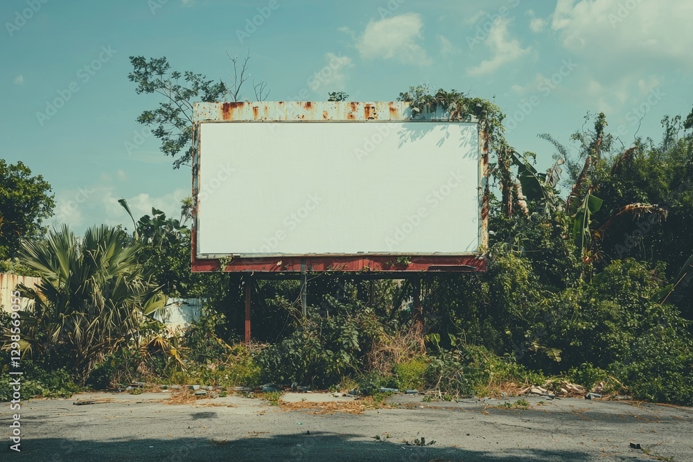 Poster a roadside billboard mockup on the highway with empty advertisement space is available for generativ