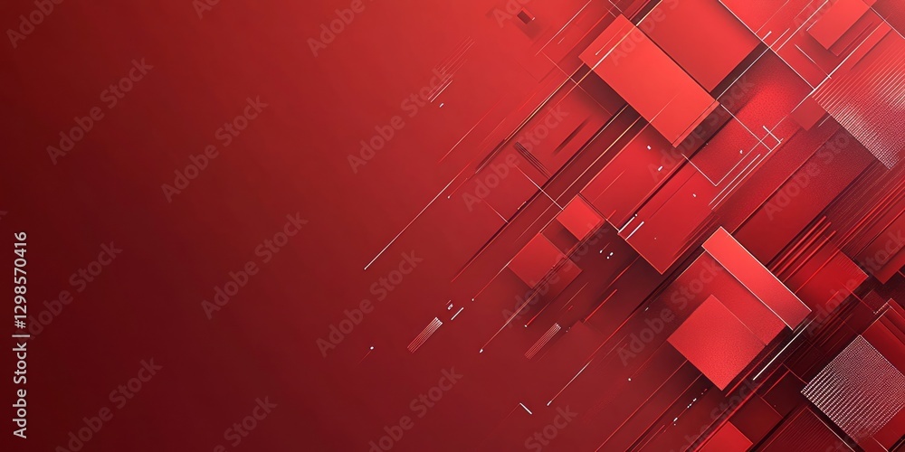 Poster abstract red background featuring geometric shapes and subtle textures