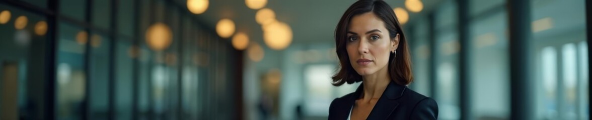 Fototapeta premium Successful businesswoman in sharp focus, serious expression , ceo, powerful