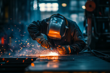 A man is welding, a welder is doing his job. Good for any project.